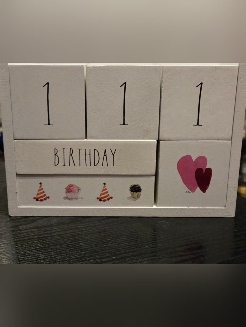 White Rae Dunn Countdown Calendar 8.5x6.5x3"